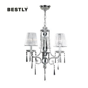 Candelabru modern de cristal cu abajur din material textil